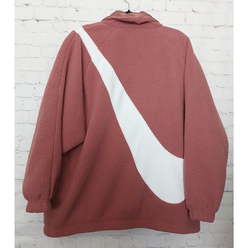Nike Jacket Coat Reversible Boa Womens SZ M Oversized Fleece & Poly Big Swoosh - Picture 2 of 12